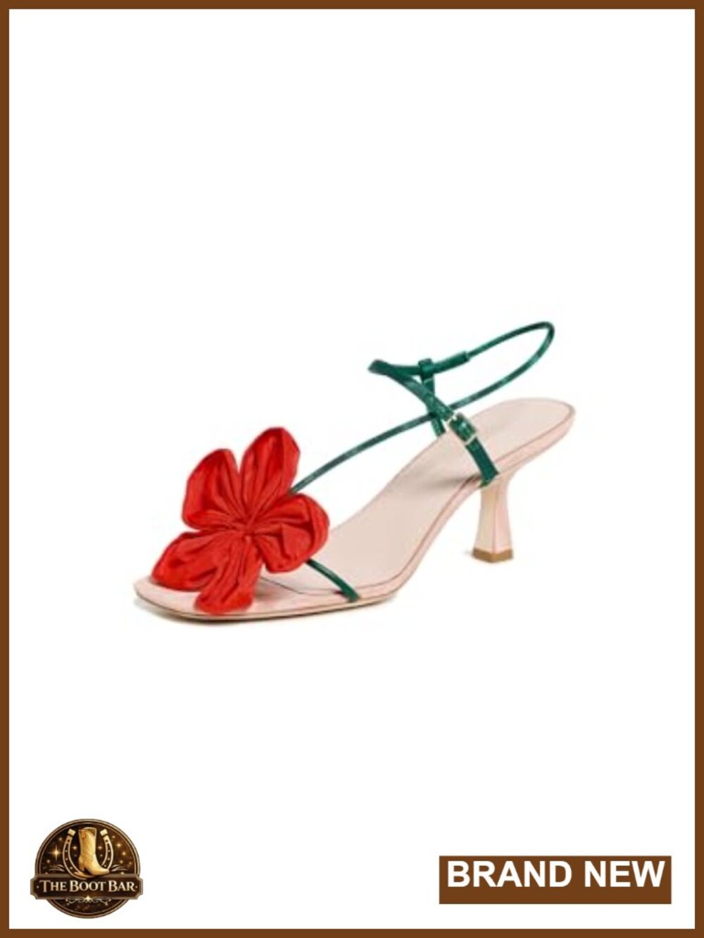 Flower Applique Heeled Sandals Satin Kitten Heel Peep Toe Buckle